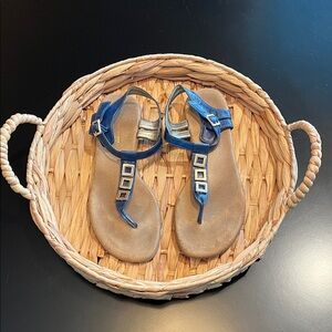 AEROSOLES Blue and Tan Sandals